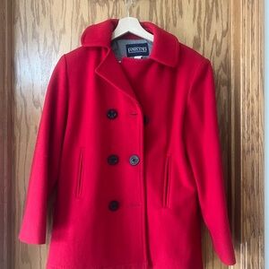 Lands' End Women's Red Pea Coat